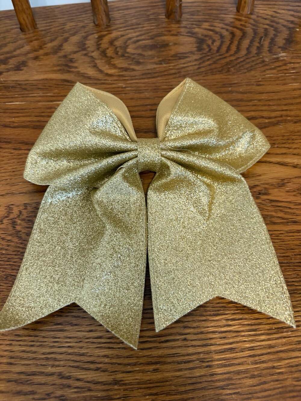 Gold Glitter Vinyl with Grosgrain Underlay Hair Bow